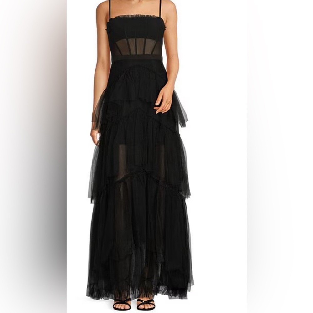 Betsy & Adam Tiered Illusion Gown- worn only once!